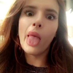 bella thorne tongue making funny face