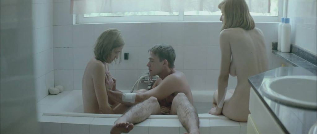 Aggeliki Papoulia naked with Mary Tsoni in Dogtooth