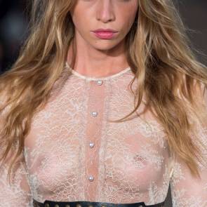 Stella Maxwell boobs in Fashion Week Milan