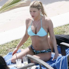 Fergie hot tits blue bikini